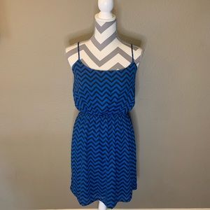Francesca’s Miami Black & Blue Chevron Dress